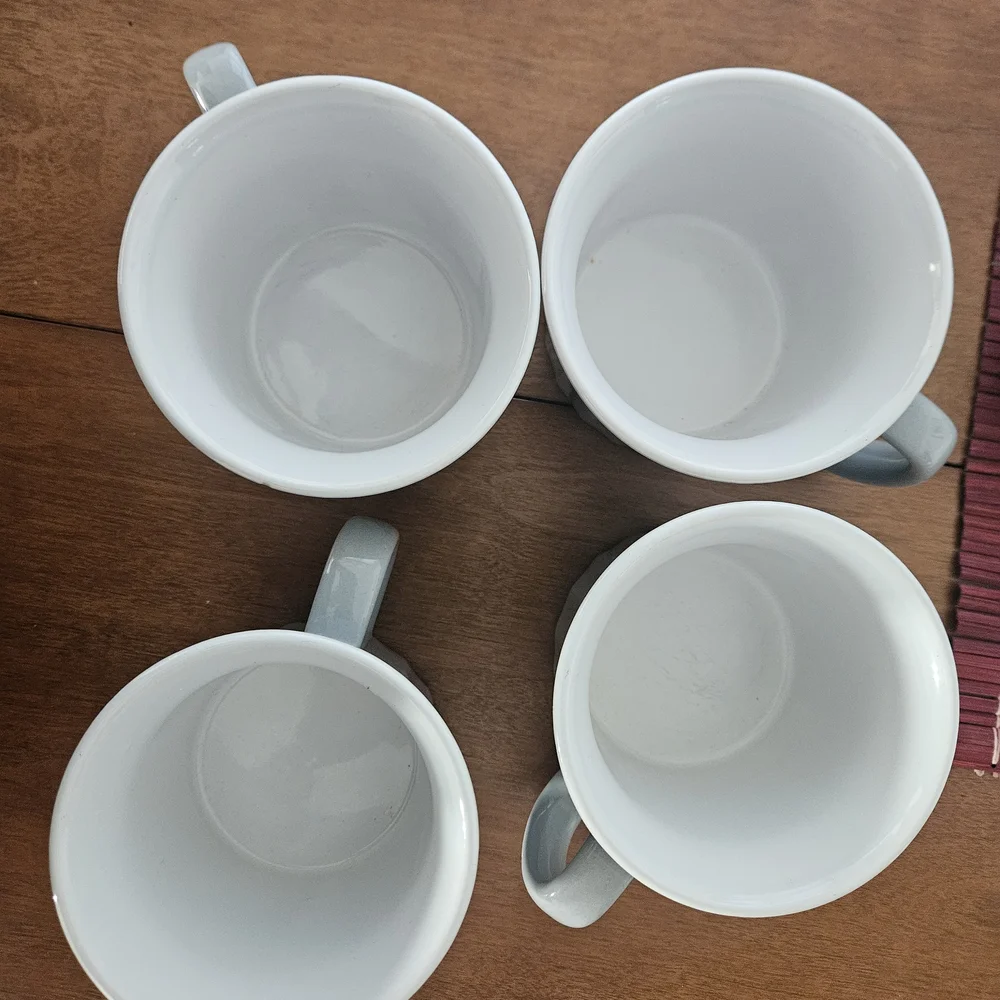 Coffee Cups Mugs Gray Oversized With Handles New